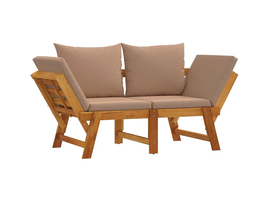 Panca da giardino con cuscini 2 in 1 in legno massello di acacia
