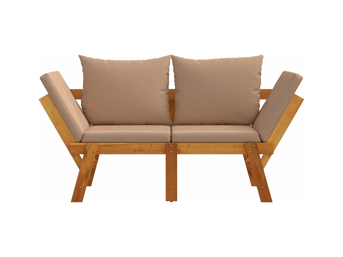 Panca da giardino con cuscini 2 in 1 in legno massello di acacia