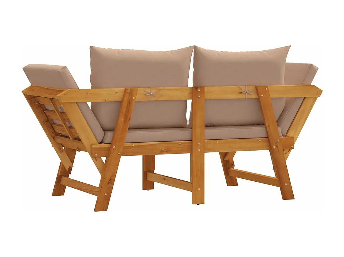 Banc de jardin avec coussins 2 en 1 bois d'acacia massif