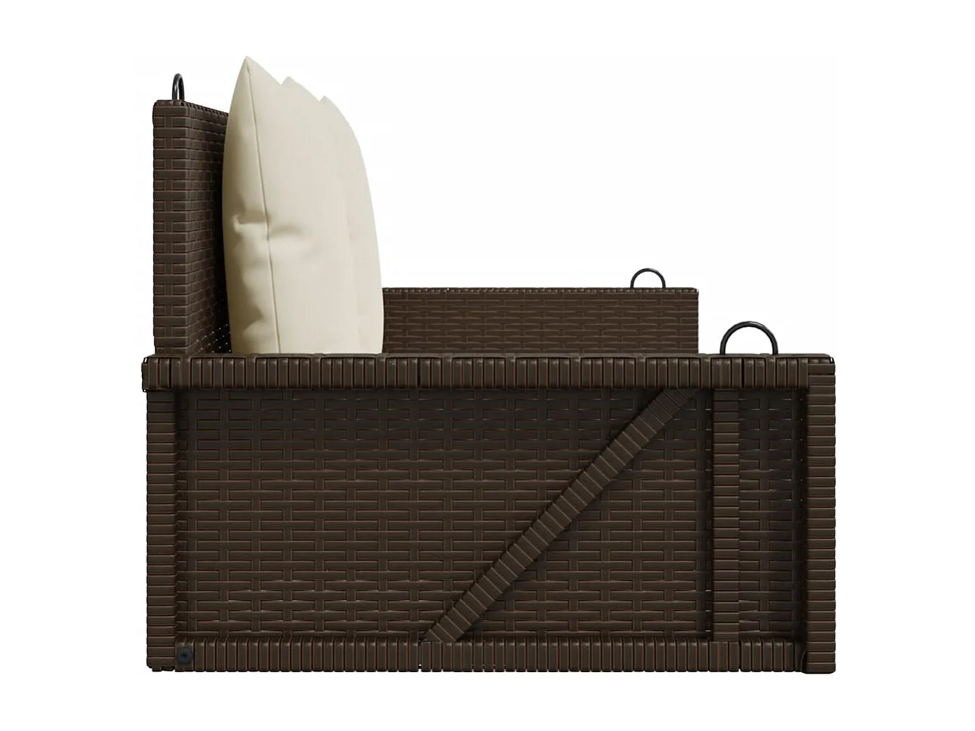 Balancelle avec coussins marron 119x56x48 cm résine tressée