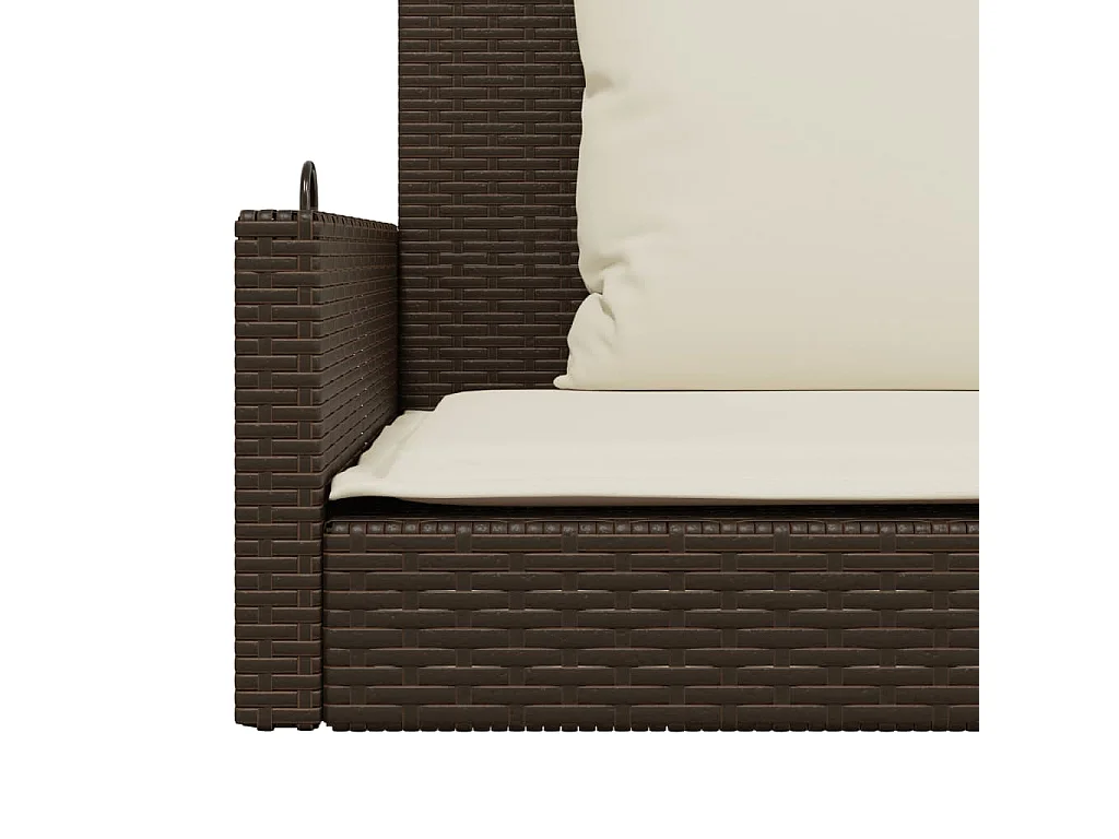 Balancelle avec coussins marron 119x56x48 cm résine tressée