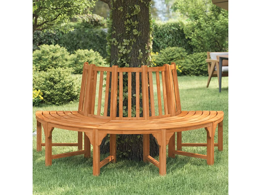 Banc demi-circulaire tour d'arbre Ø208cm bois massif eucalyptus
