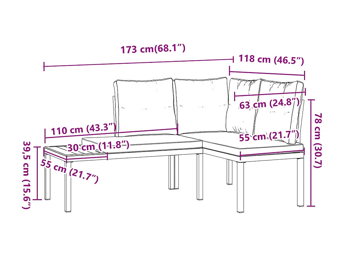 Bancs de jardin avec coussins lot de 2 acier enduit de poudre