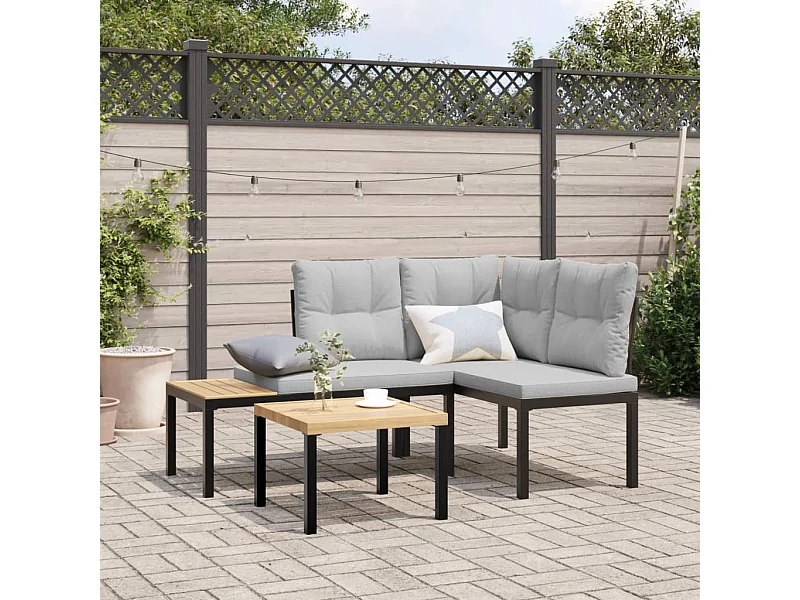 Bancs de jardin avec coussins lot de 2 acier enduit de poudre