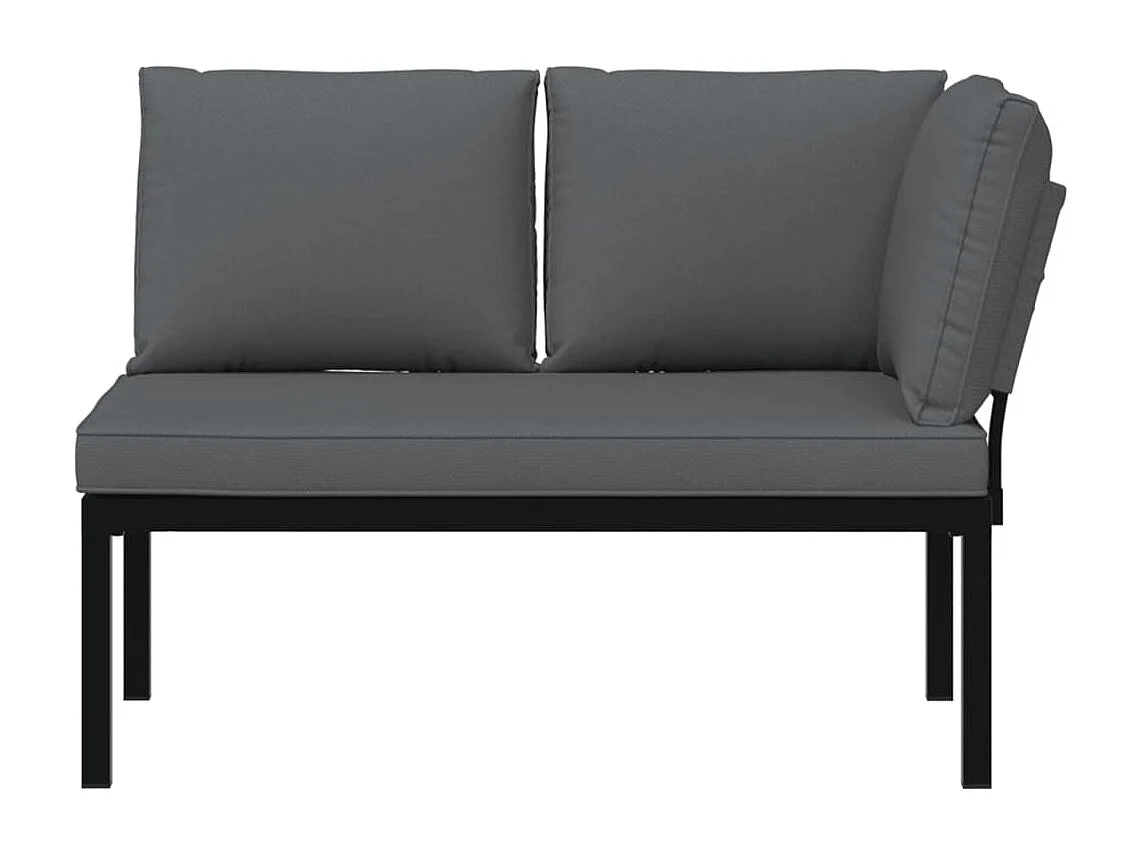 Banc de jardin avec coussins noir aluminium