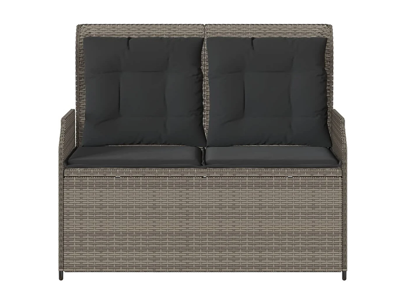 Banc inclinable de jardin avec coussins gris résine tressée