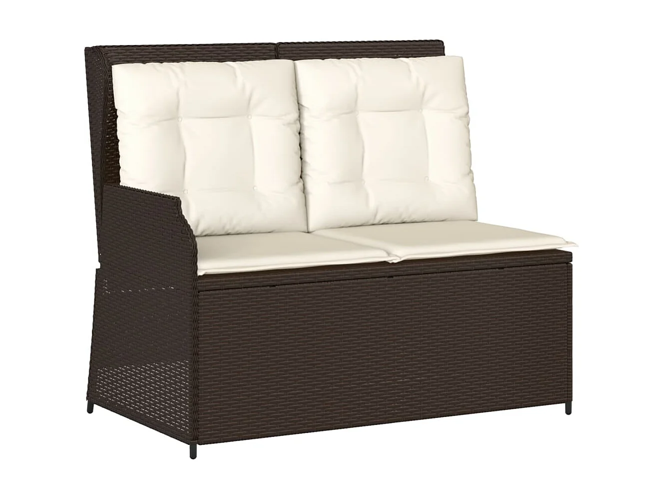 Banc inclinable de jardin avec coussins marron résine tressée