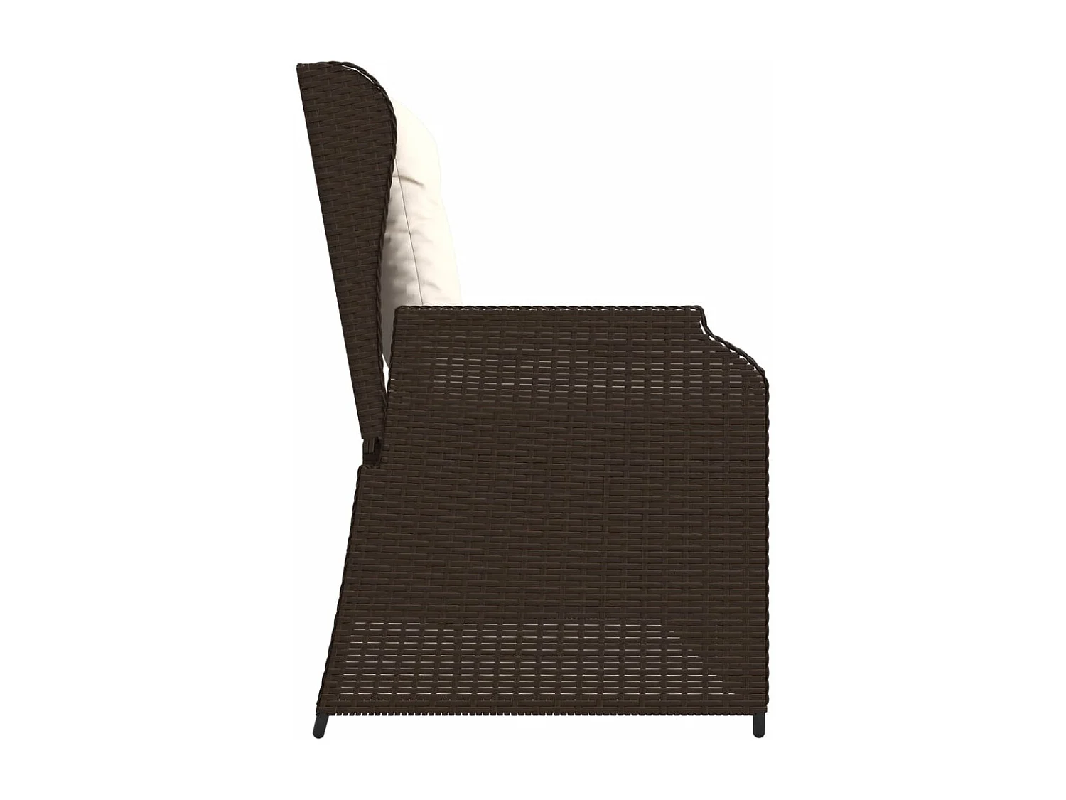 Banc inclinable de jardin avec coussins marron résine tressée