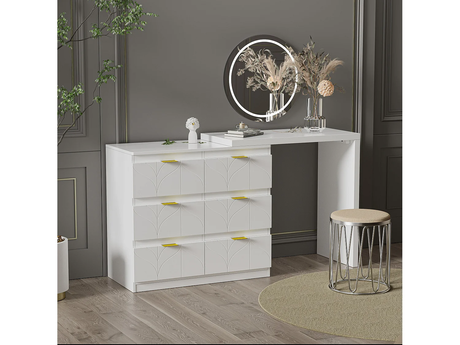 Coiffeuse de bureau blanche - blanc,d160cm×h73cm