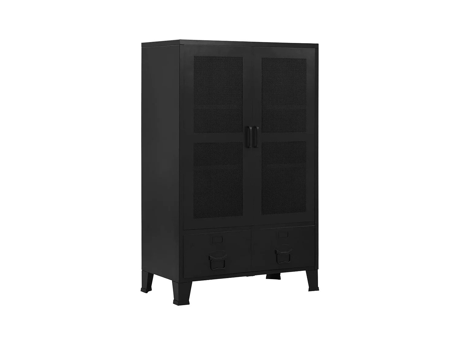 Armoire de bureau avec portes en maille Acier 75x40x120 cm Noir