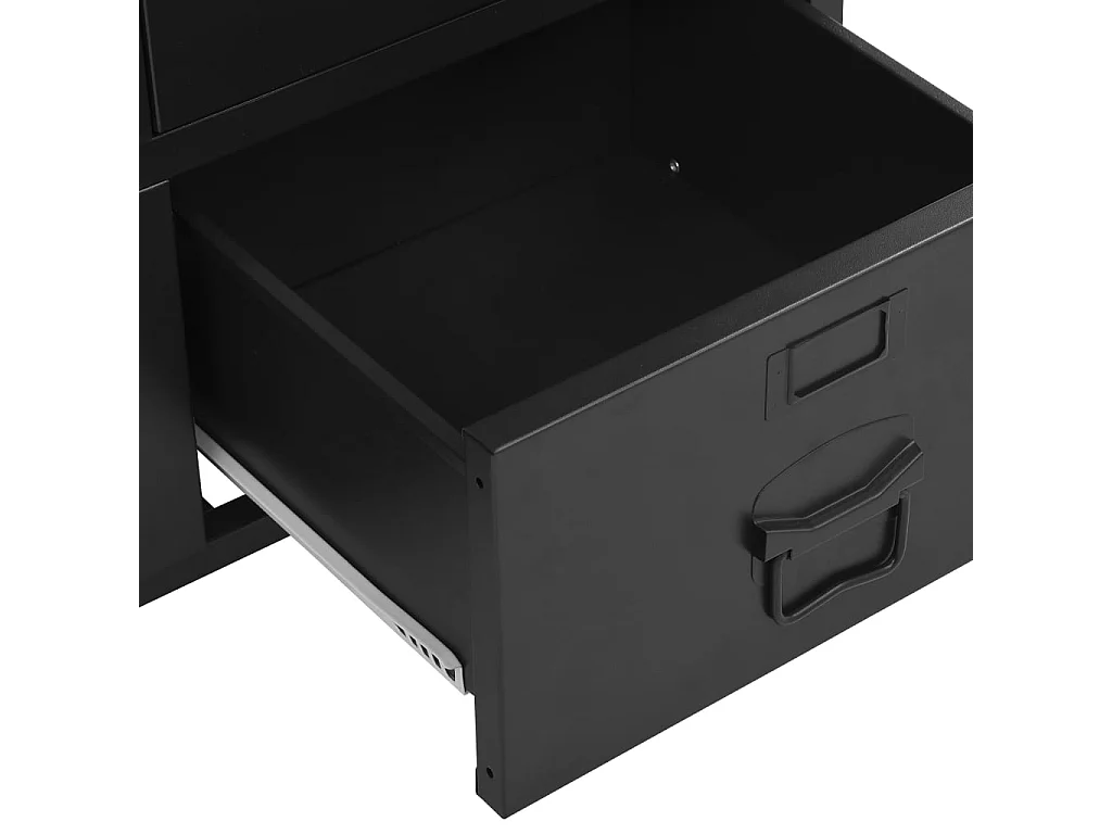 Armoire de bureau avec portes en maille Acier 75x40x120 cm Noir