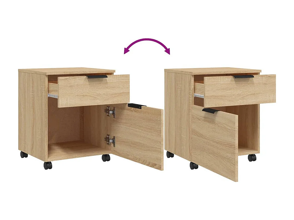 Archivador móvil con ruedas roble Sonoma 45x38x54 cm
