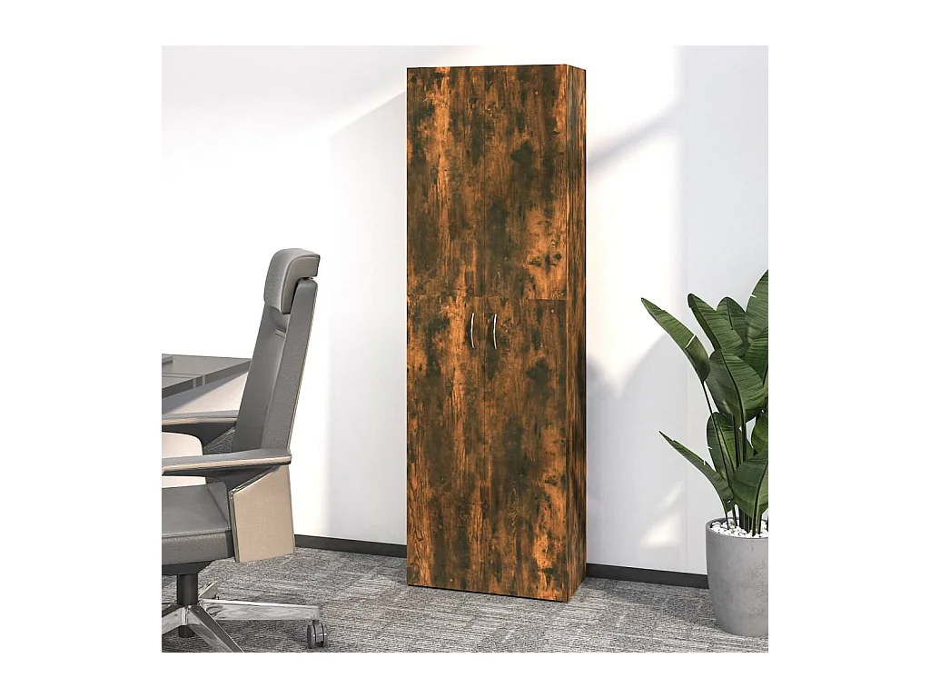 Kantoorkast Gerookt eiken 60x32x190 cm Bewerkt hout