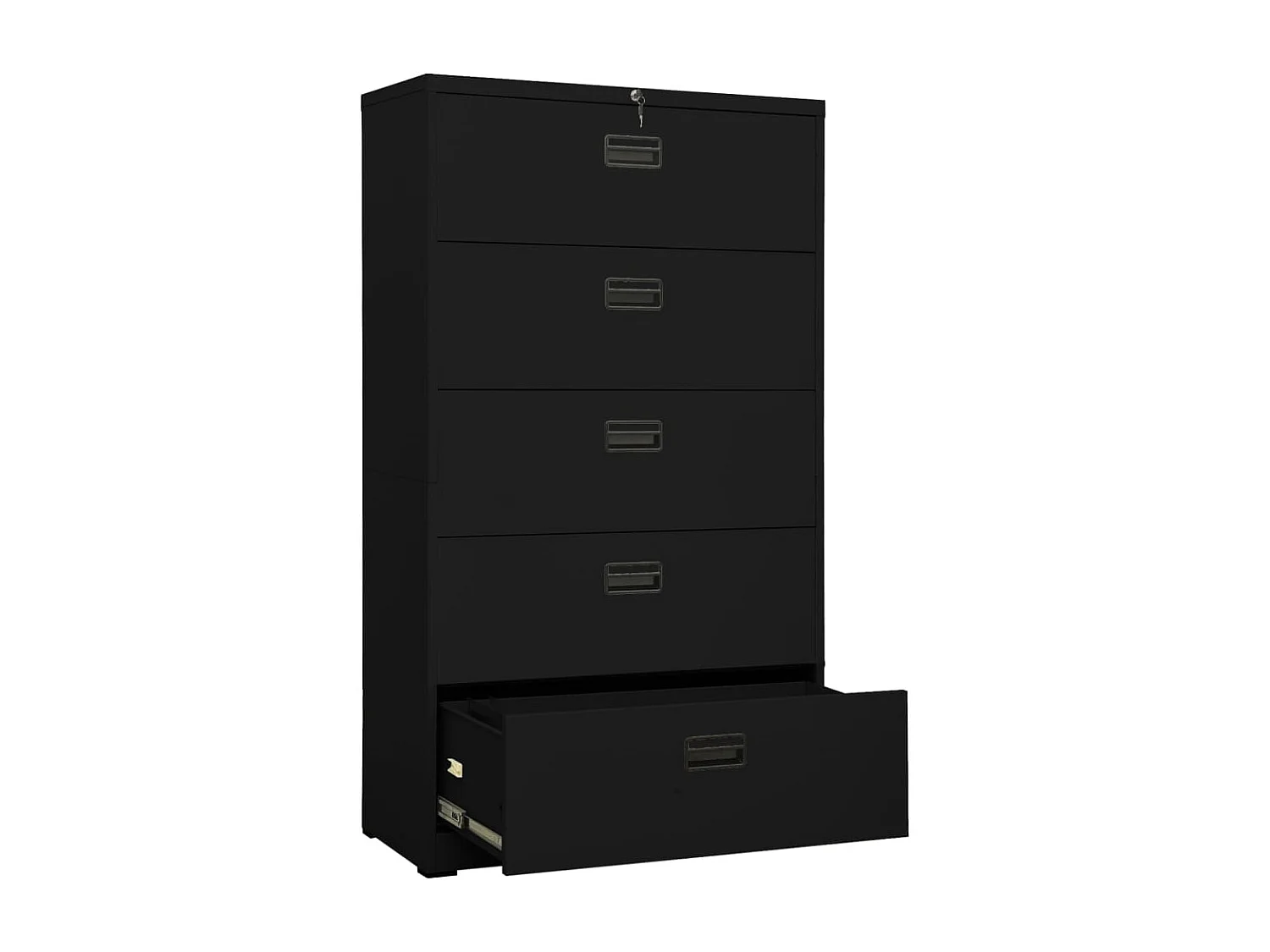 Schwarzer Aktenschrank 90x46x164 cm Stahl