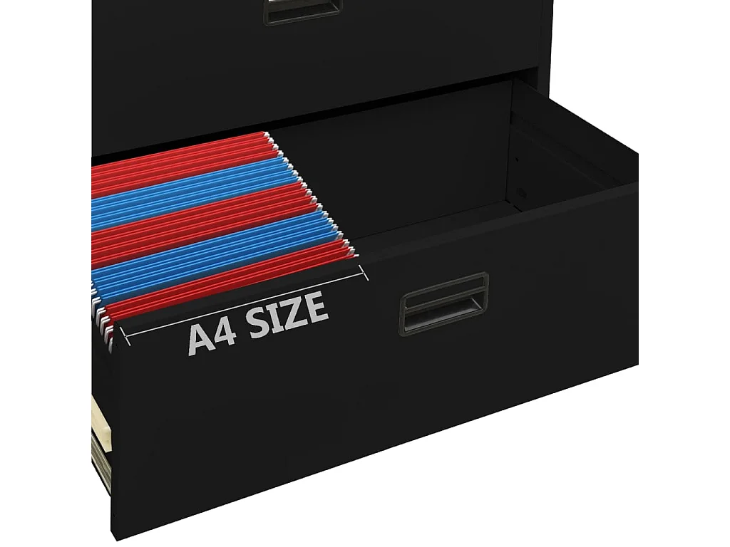 Schwarzer Aktenschrank 90x46x164 cm Stahl