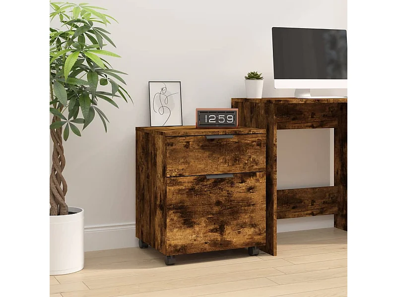 Verrijdbare archiefkast op wielen Gerookt eiken 45x38x54 cm Hout