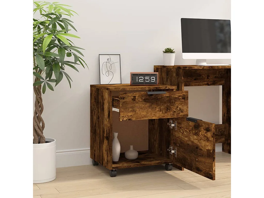 Mobile classificatore con ruote Rovere affumicato 45x38x54 cm Legno