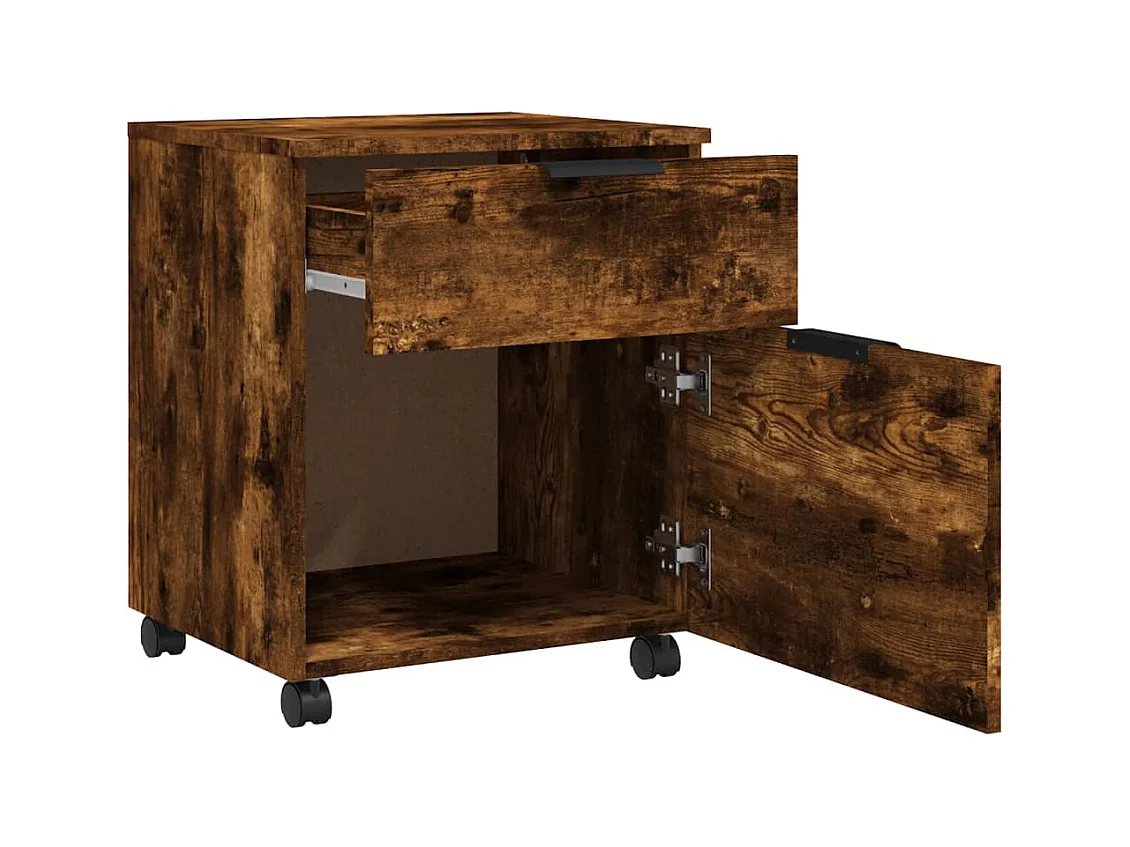 Classeur mobile avec roues Chêne fumé 45x38x54 cm Bois