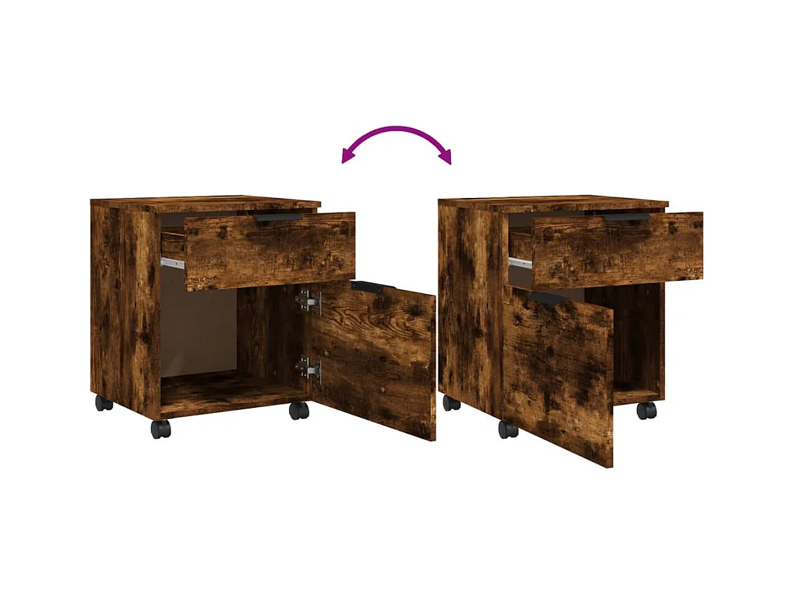 Classeur mobile avec roues Chêne fumé 45x38x54 cm Bois