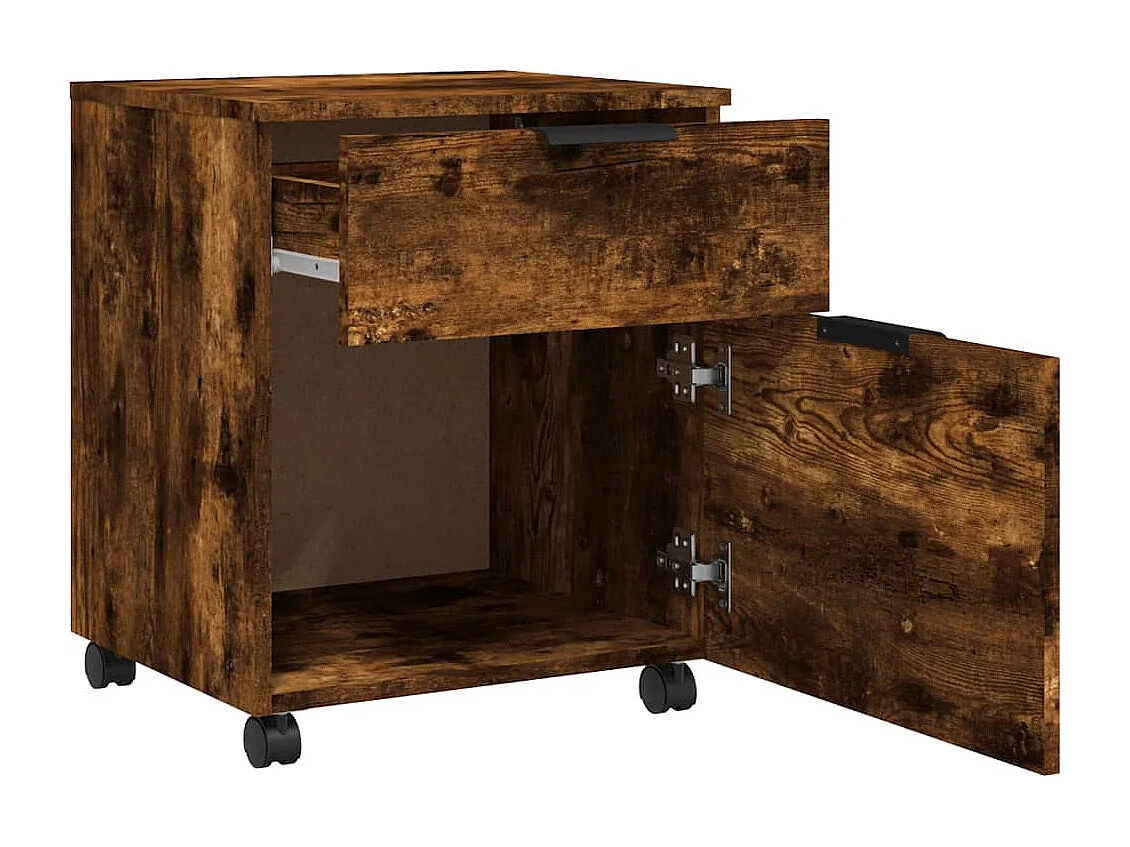 Mobile classificatore con ruote Rovere affumicato 45x38x54 cm Legno