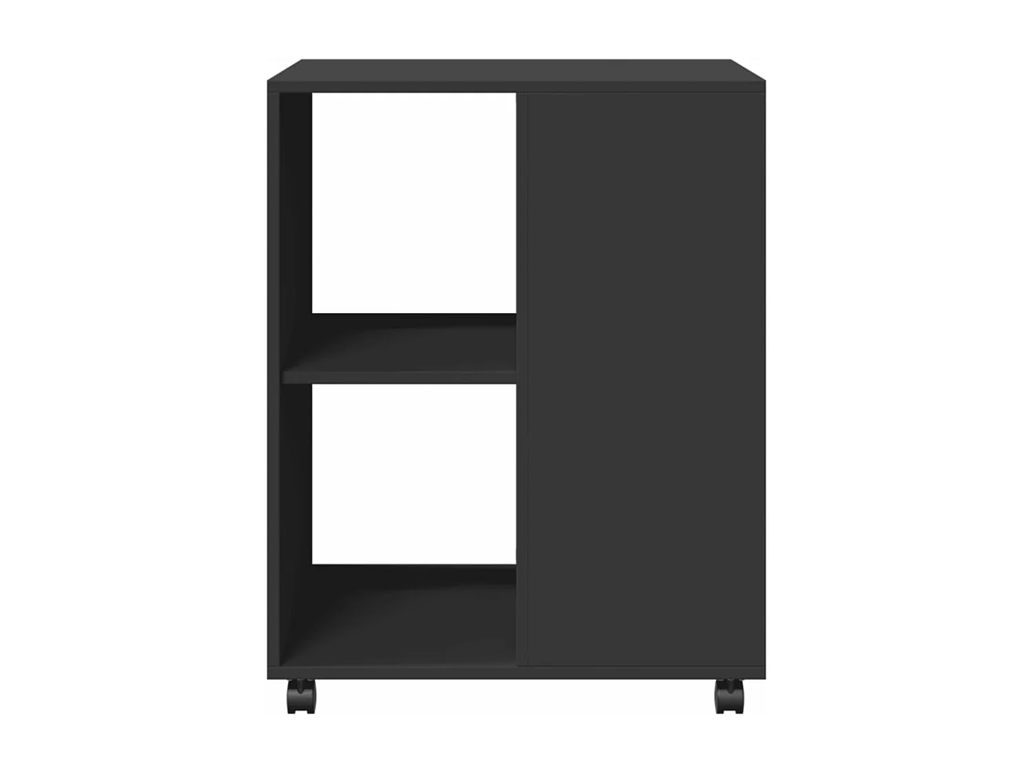 Beistelltisch mit Rollen, schwarz, 55 x 60 x 78 cm, Holzwerkstoff