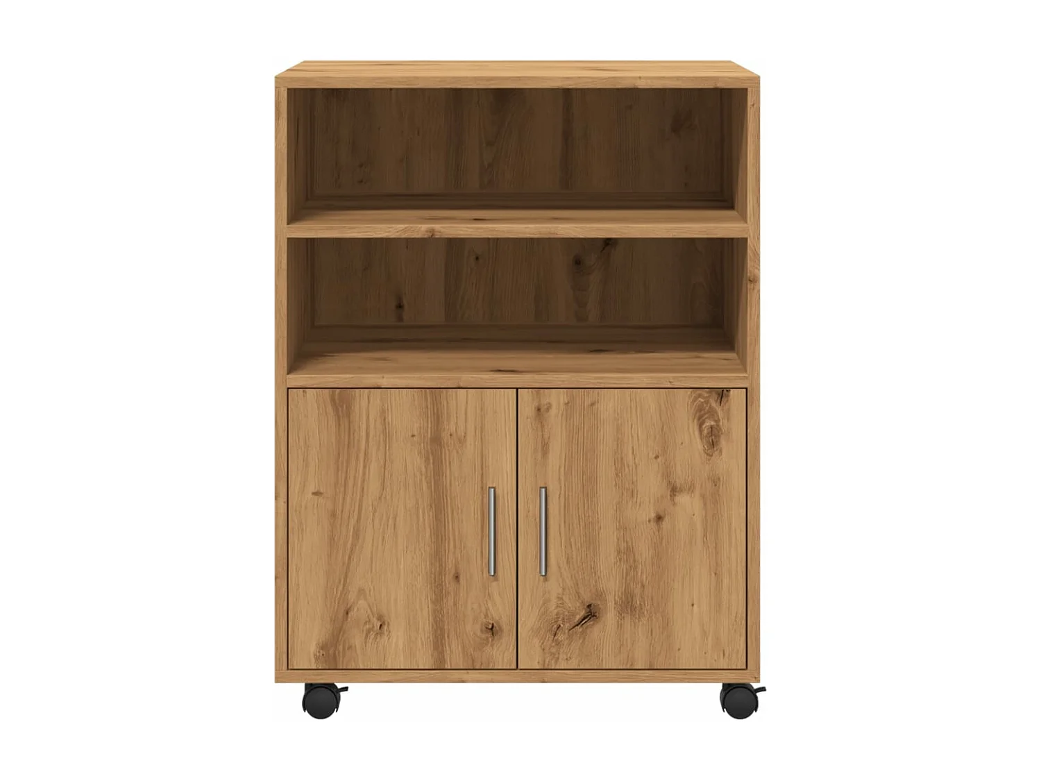 Armario con ruedas artesanal roble 60x48x81 cm madera contrachapada