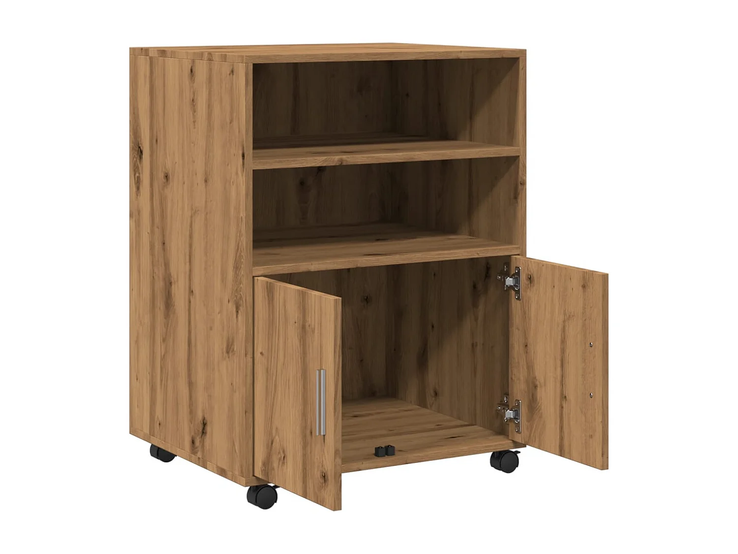 Armario con ruedas artesanal roble 60x48x81 cm madera contrachapada