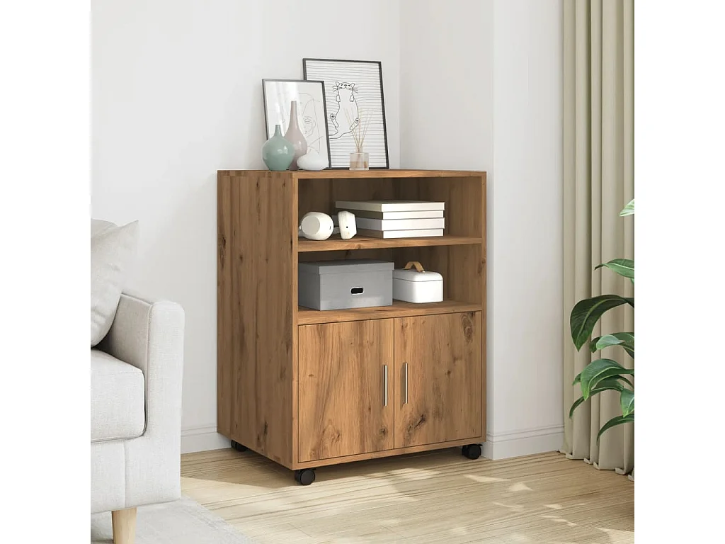 Armadio su ruote rovere artigianale 60x48x81 cm multistrato