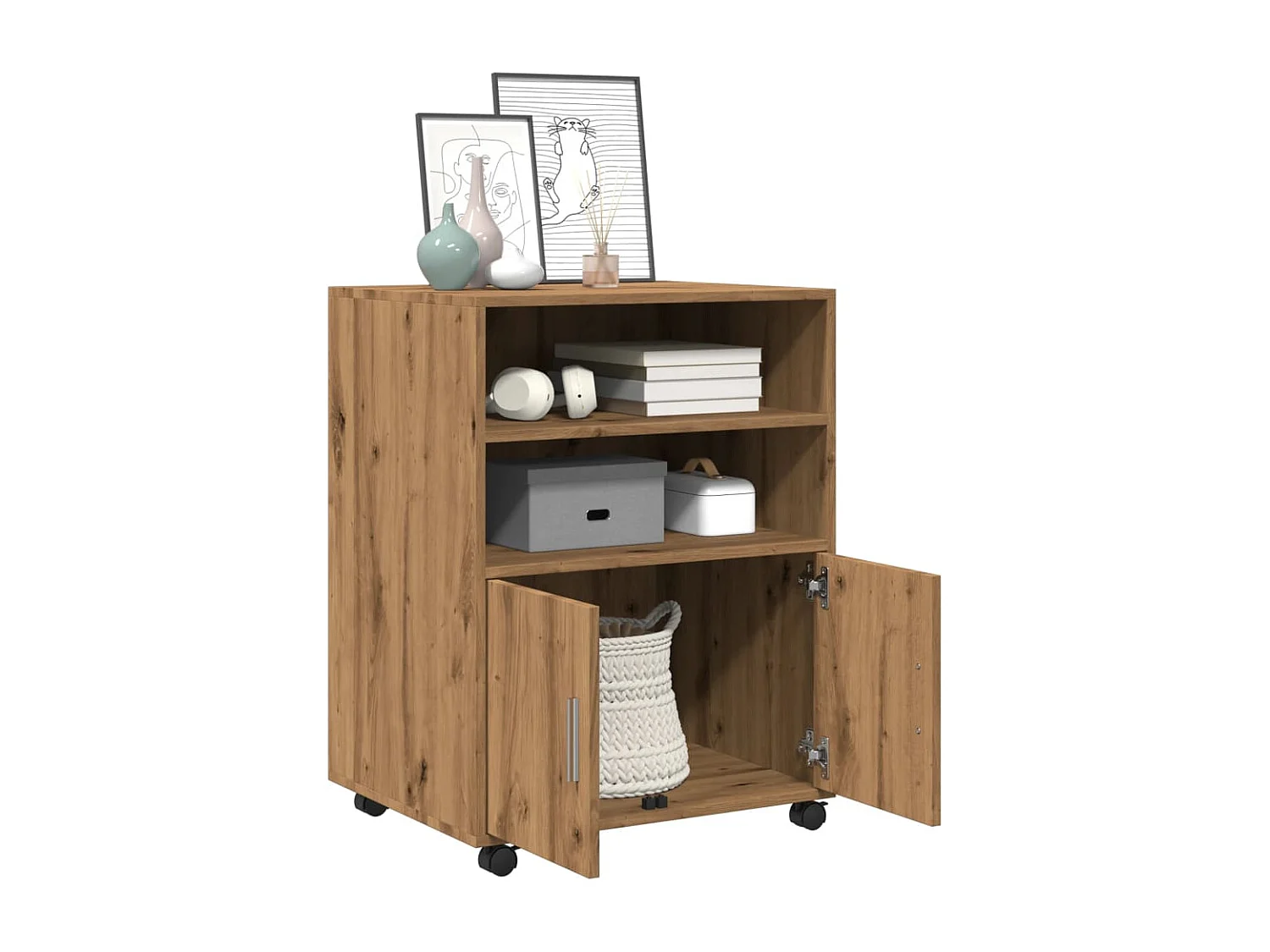 Armadio su ruote rovere artigianale 60x48x81 cm multistrato