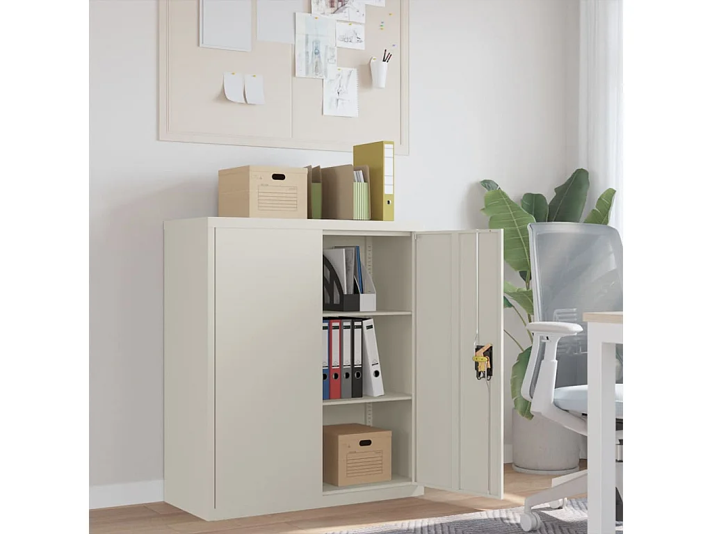 Weißer Aktenschrank 90x40x105 cm aus Stahl