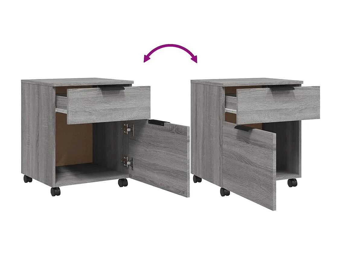 Mobile classificatore con ruote Sonoma grigio 45x38x54 cm Legno