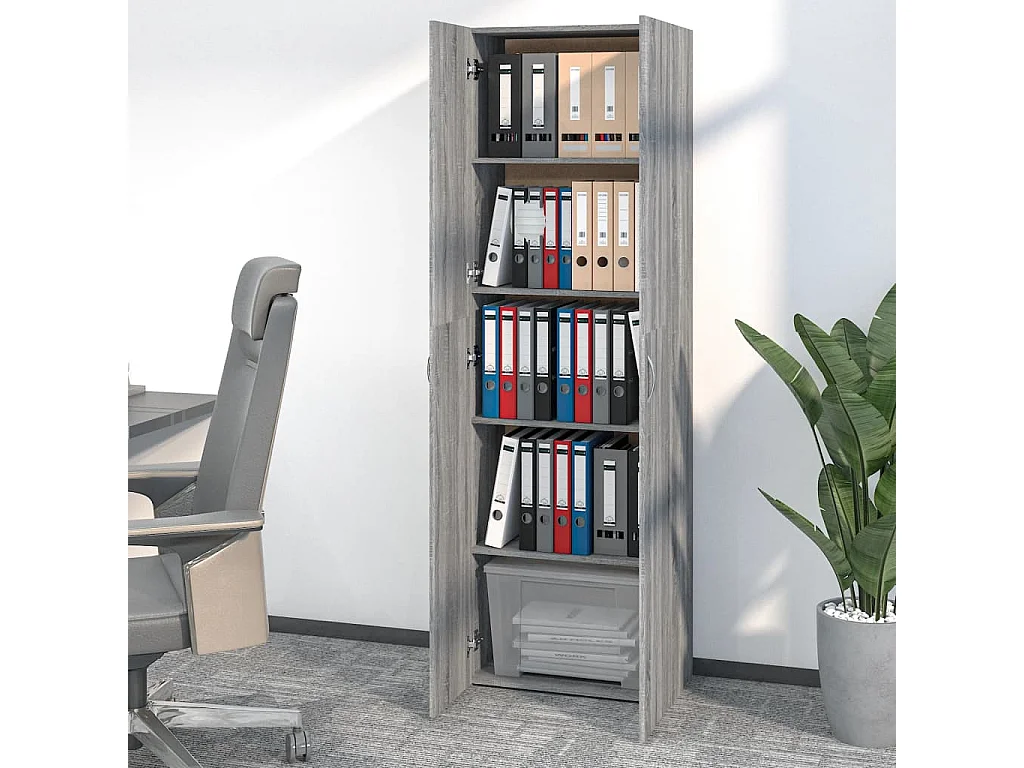Armoire de bureau Sonoma gris 60x32x190 cm Bois d'ingénierie