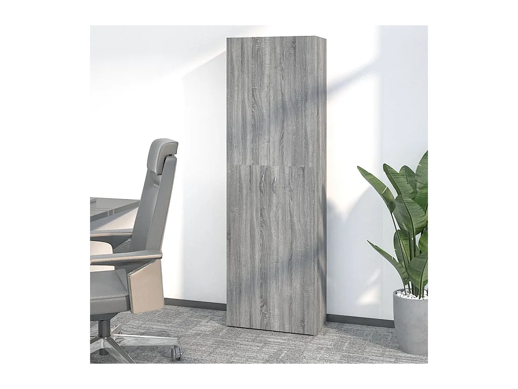 Sonoma grauer Büroschrank 60x32x190 cm Holzwerkstoff