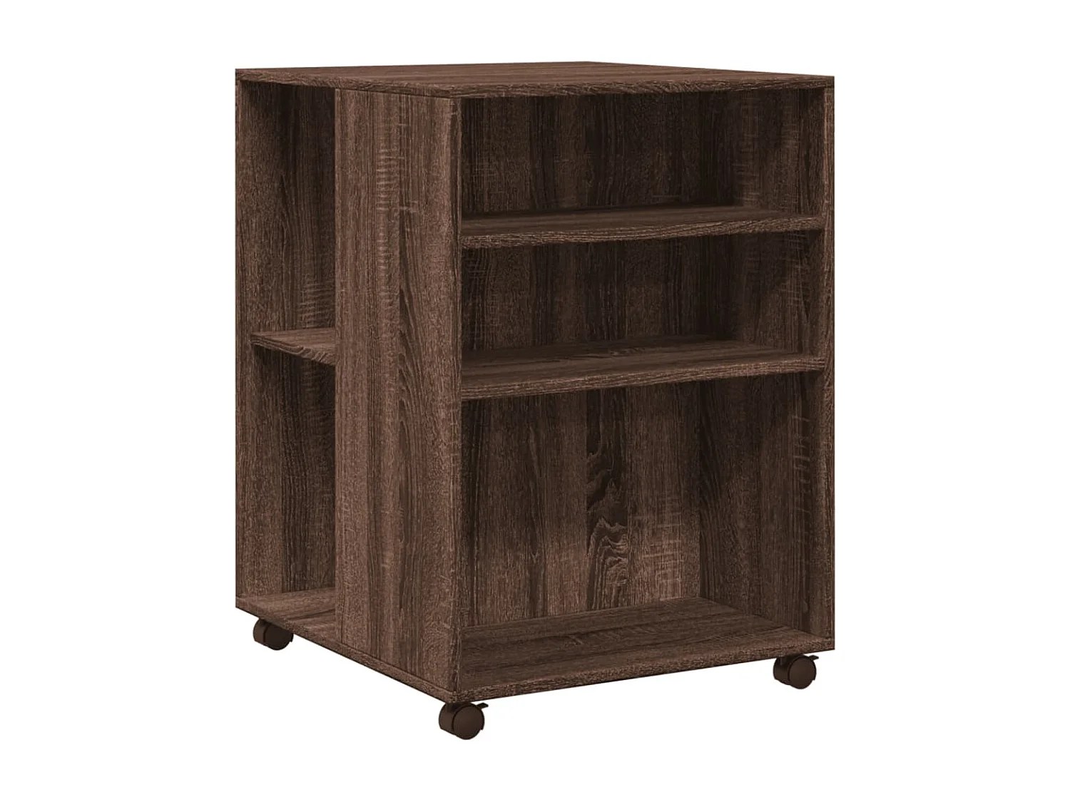 Tavolino con ruote in MDF rovere marrone