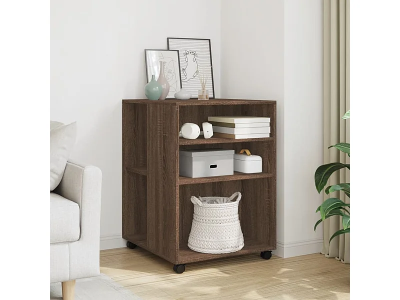 Table d'appoint avec roues chêne marron bois d'ingénierie