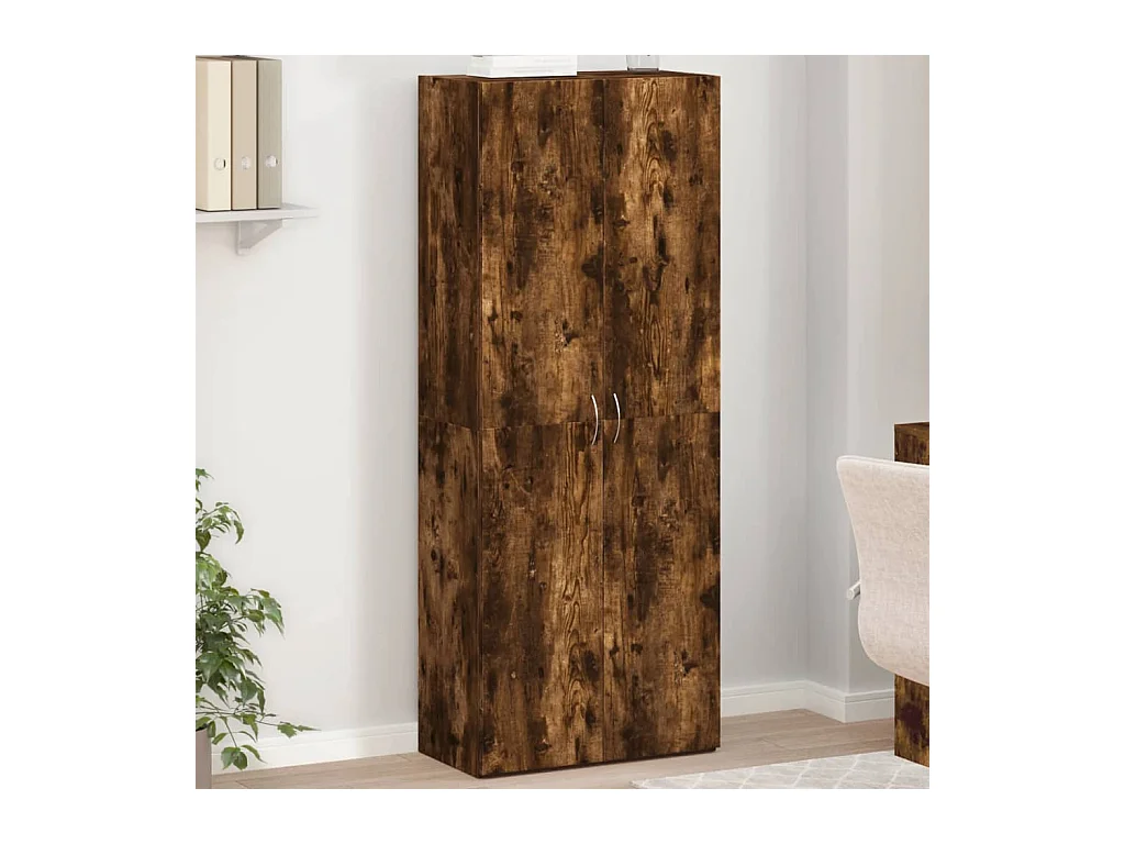 Armoire de classement chêne fumé 60x32x153 cm bois d'ingénierie