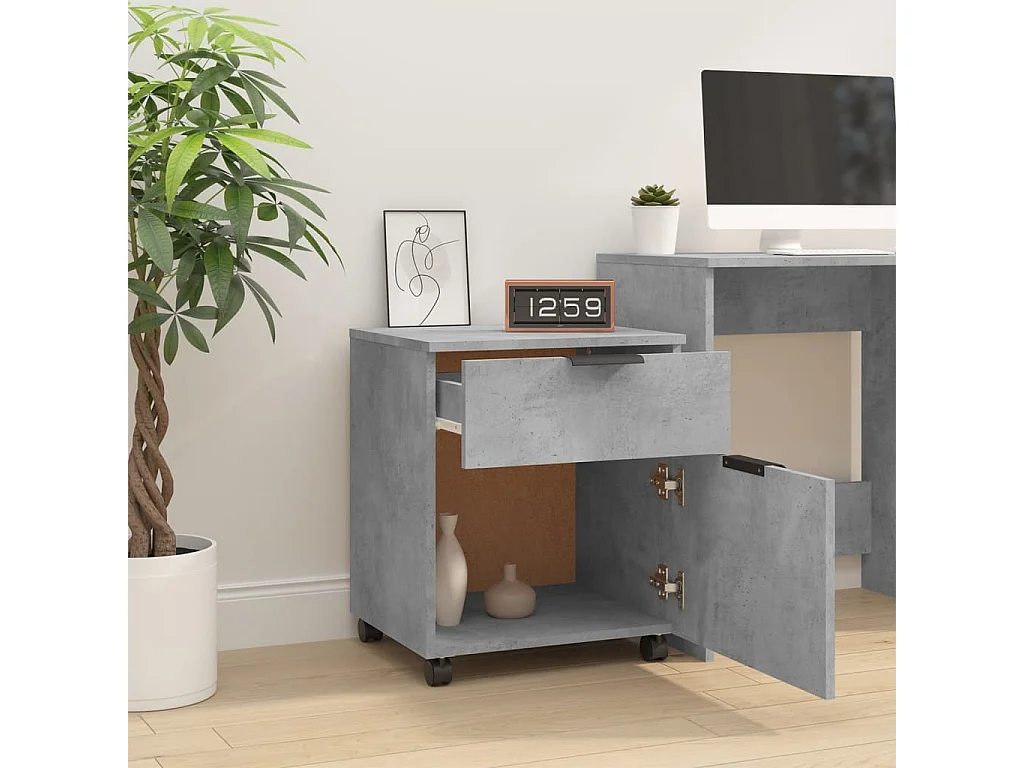 Classeur mobile avec roues Gris béton 45x38x54 cm