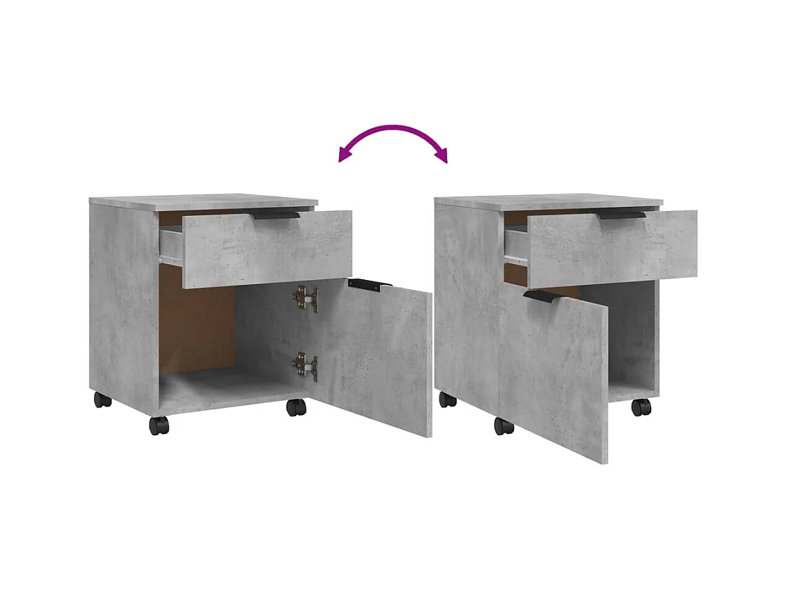 Classeur mobile avec roues Gris béton 45x38x54 cm