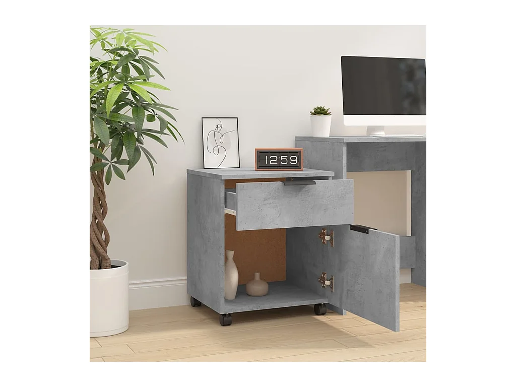 Classeur mobile avec roues Gris béton 45x38x54 cm
