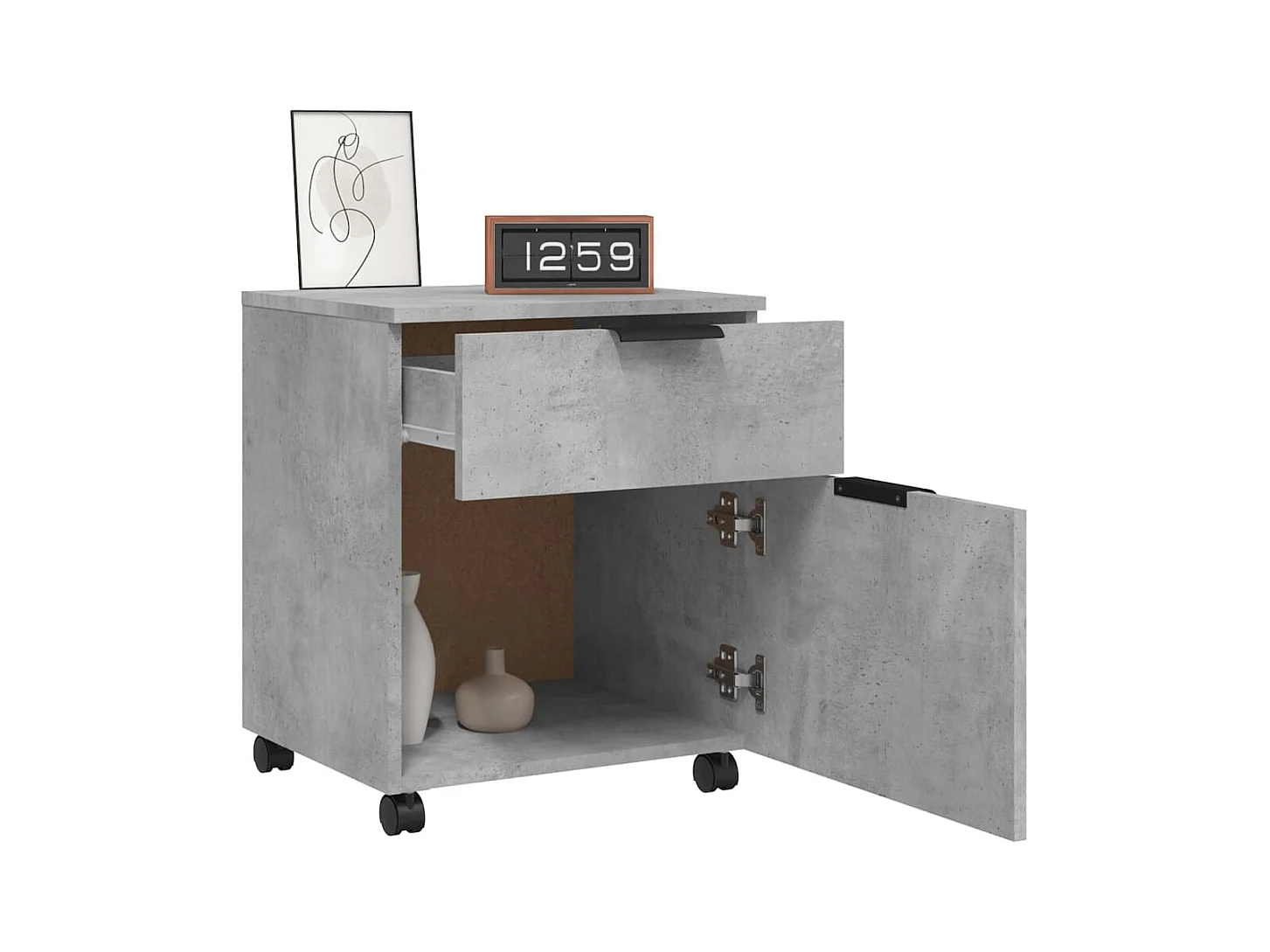 Classeur mobile avec roues Gris béton 45x38x54 cm