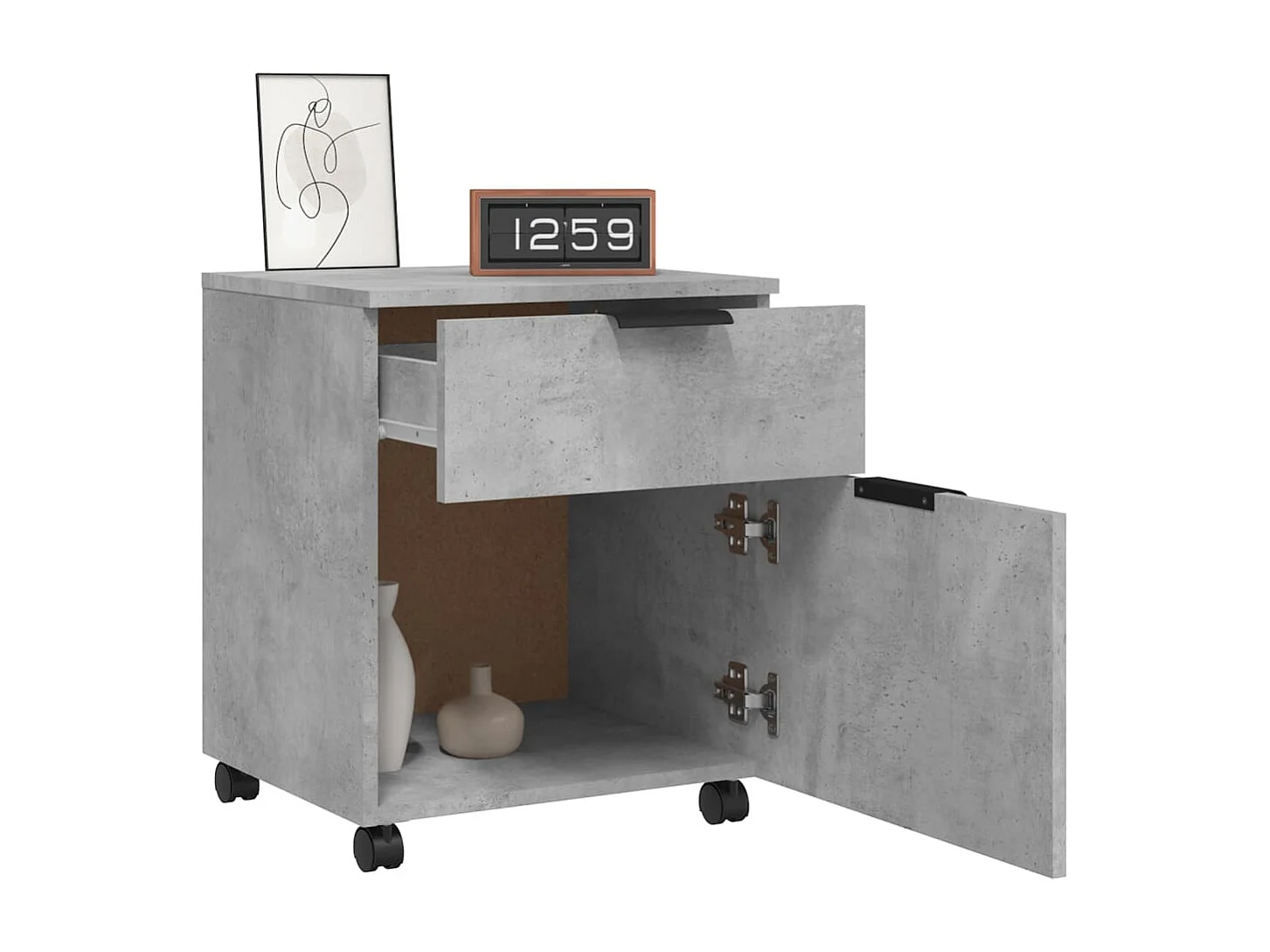 Classeur mobile avec roues Gris béton 45x38x54 cm