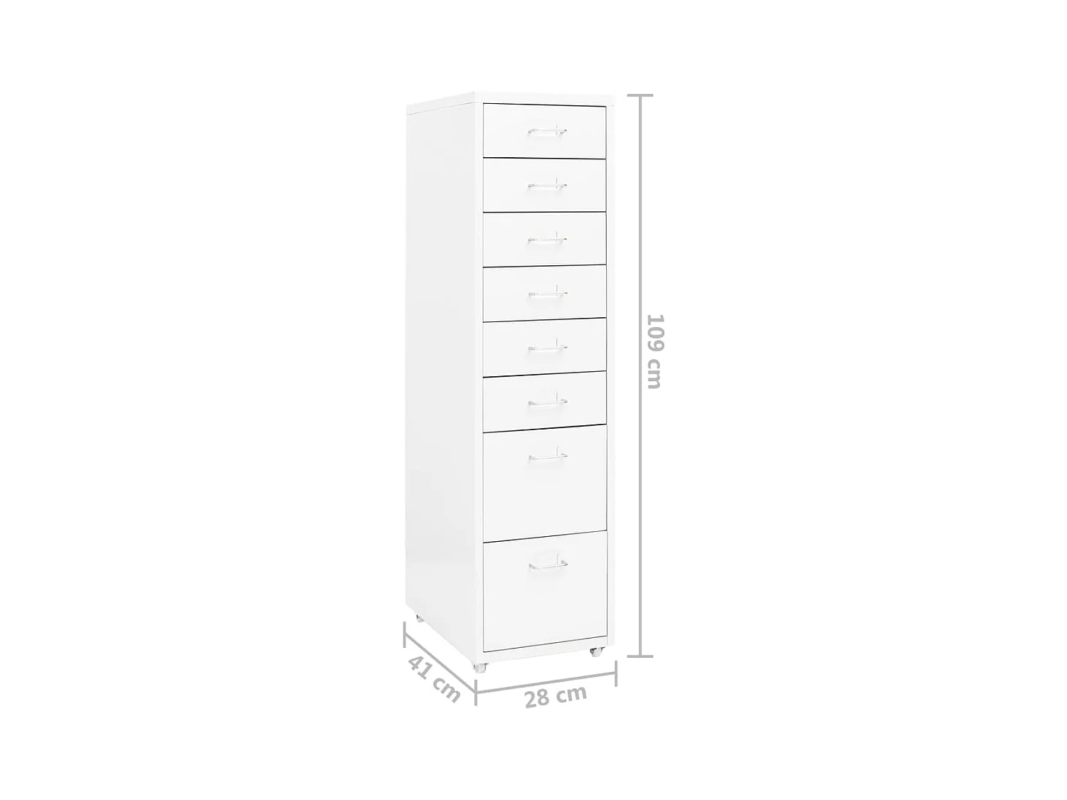 Classeur mobile Blanc 28x41x109 cm Métal