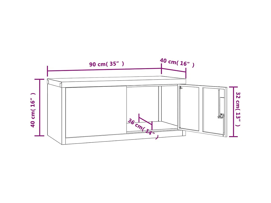 Classeur gris clair 90x40x40 cm acier