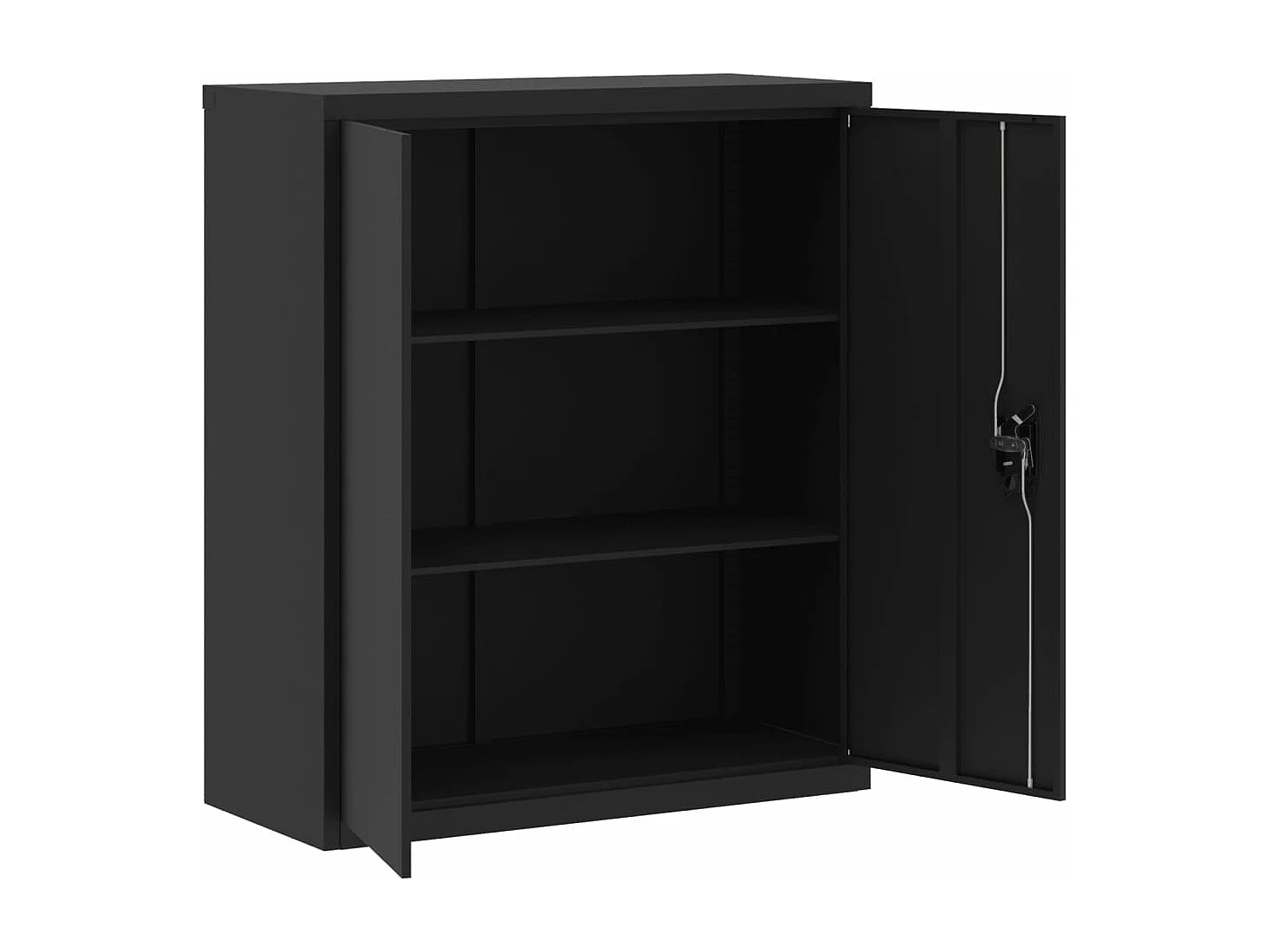 Schwarzer Aktenschrank 90x40x105 cm aus Stahl