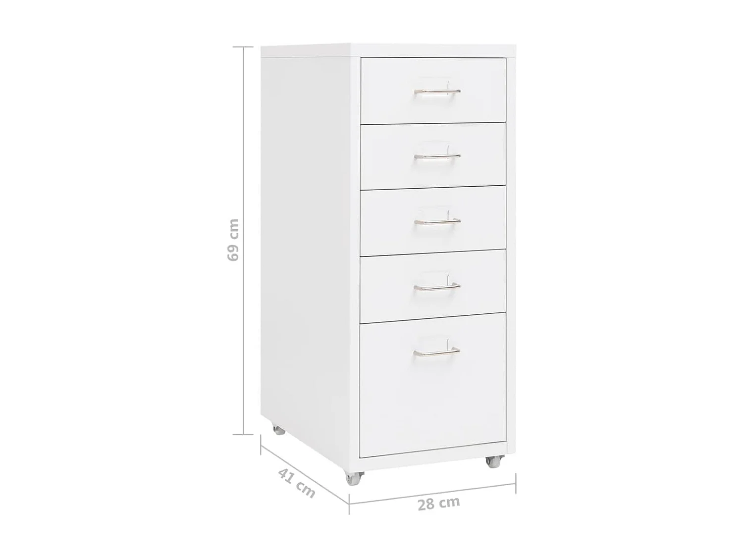 Classeur mobile Blanc 28x41x69 cm Métal