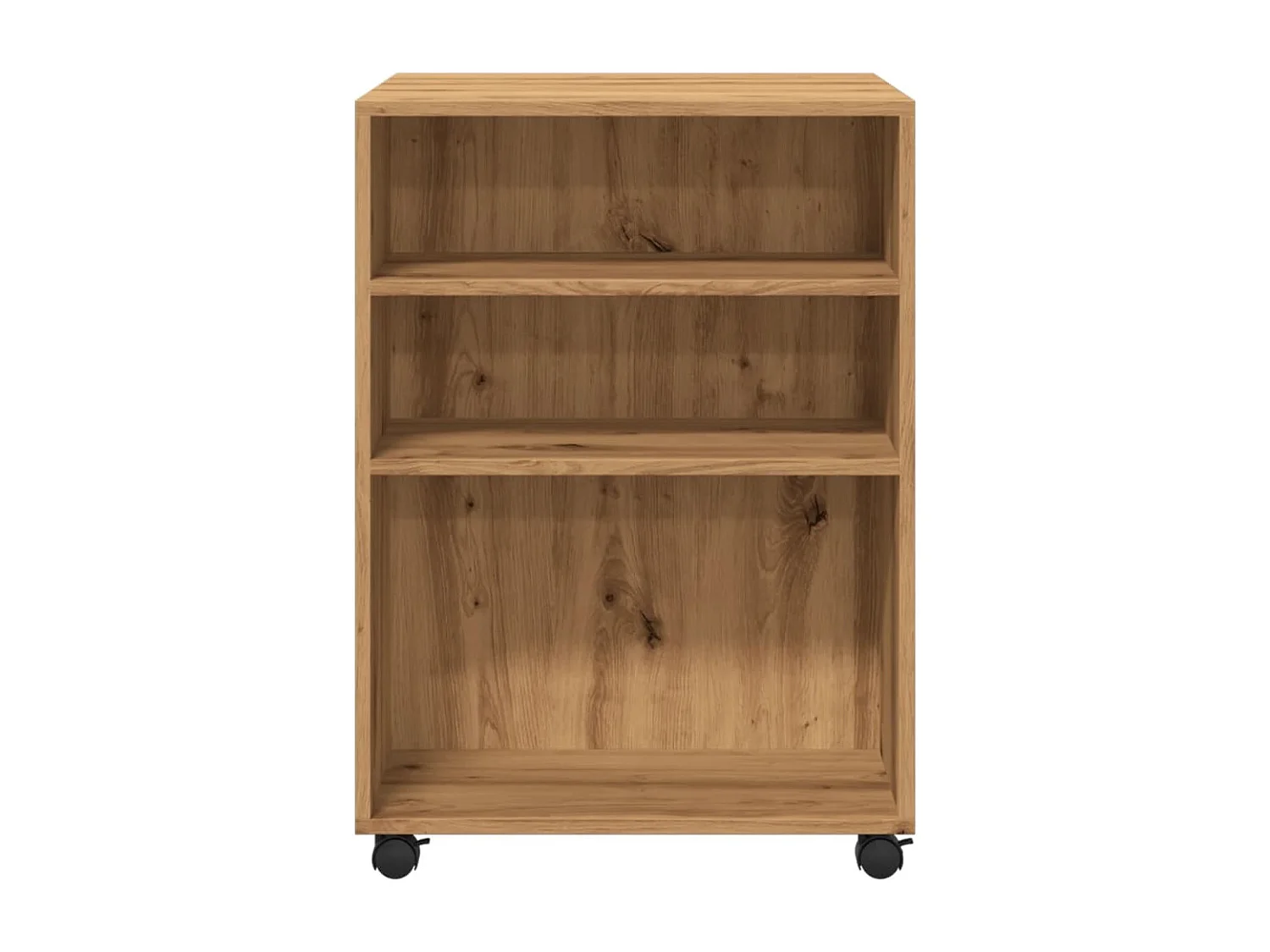 Beistelltisch mit Rollen aus handgefertigtem Eichenholzwerkstoff