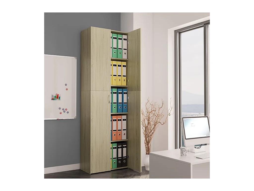 Armoire de bureau Chêne sonoma 60x32x190 cm Bois d'ingénierie
