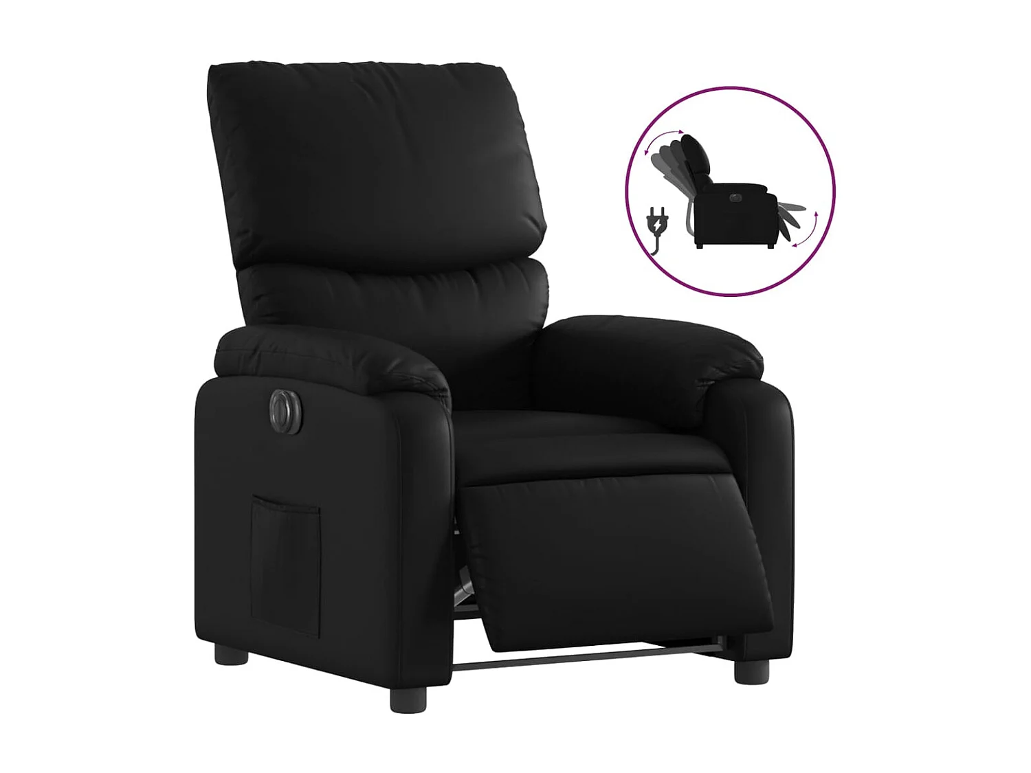 Fauteuil inclinable électrique Noir Similicuir