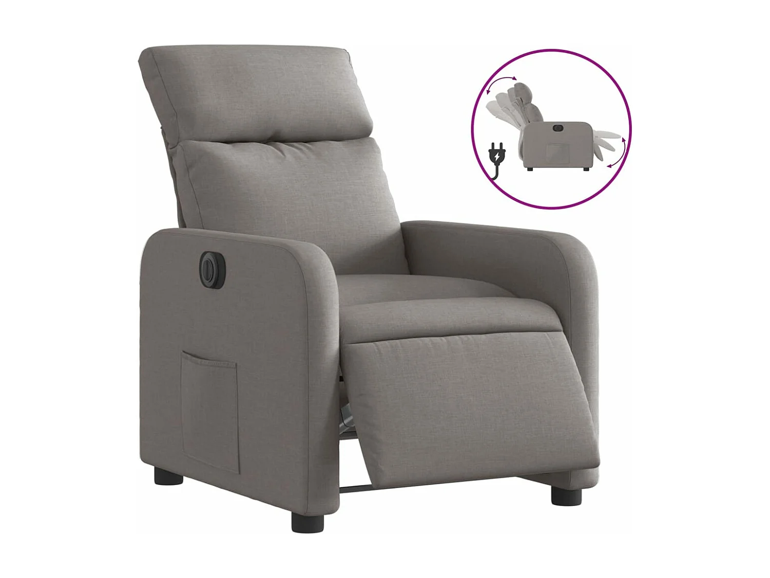Fauteuil inclinable électrique Taupe Tissu