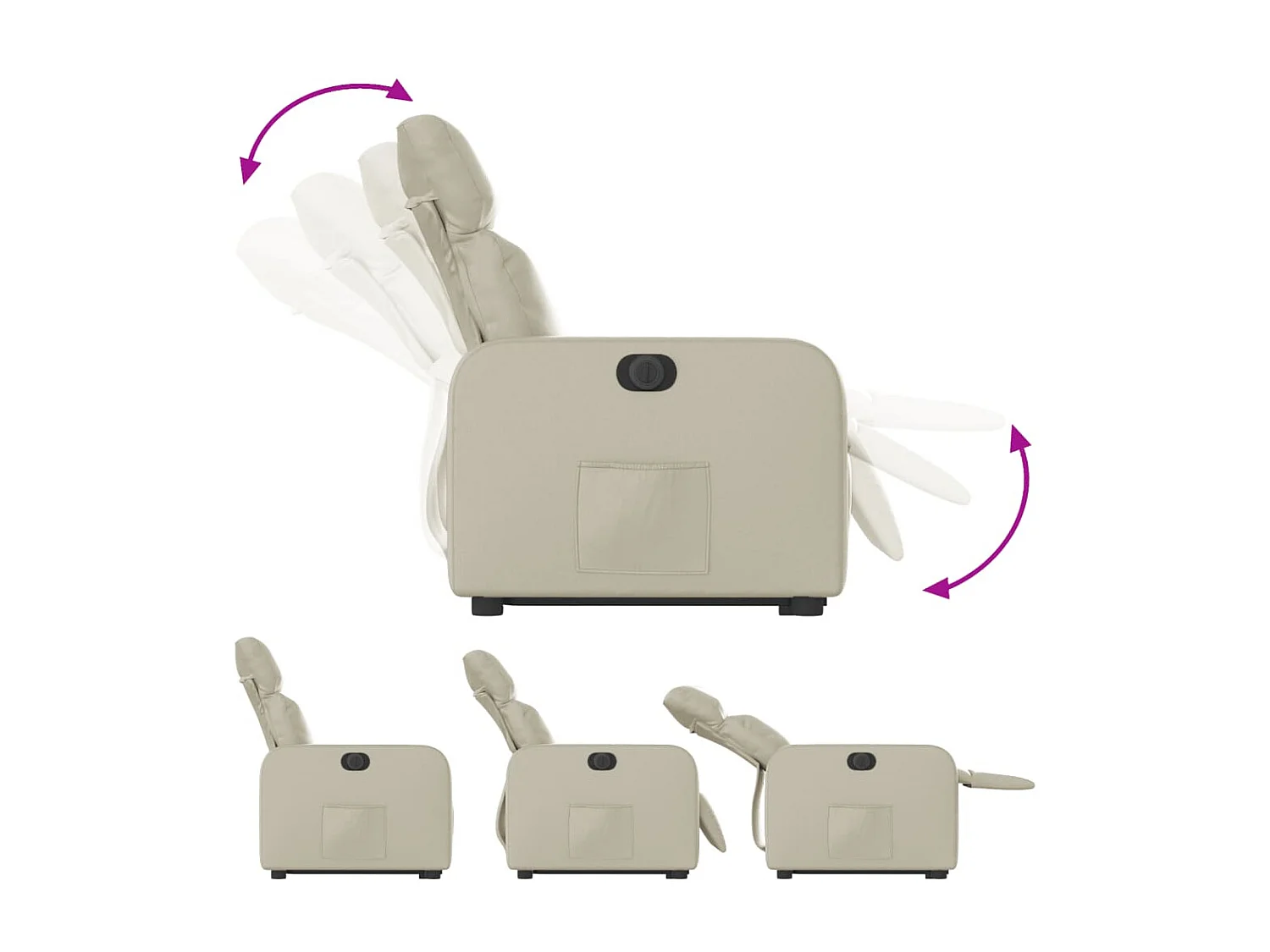 Fauteuil inclinable électrique crème similicuir